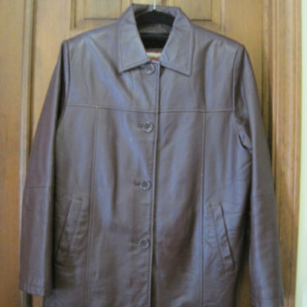 Tudor Court Burgundy Leather Coat Large